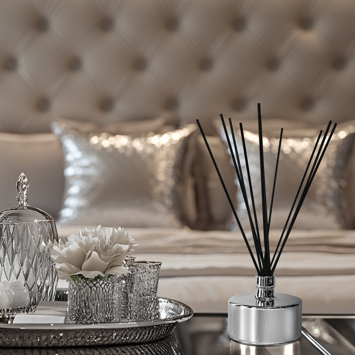 4 Glistening Glass Reed Diffusers Bundle - Gold, Silver, Black & White